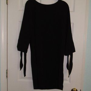 H&M Size 2 Black Shift Dress with Tie Sleeves